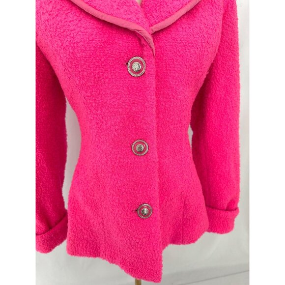 y2k vintage hot pink oversized collar unique statement wool coat made in Italy - Picture 5 of 7